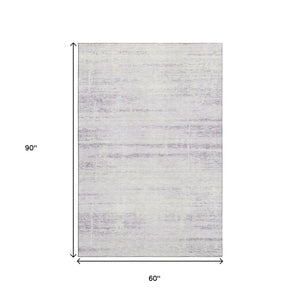 HomeRoots 5' X 8' Abstract Lavender and Ivory Washable Area Rug – Modern Design with UV Protection & Easy Care 662935