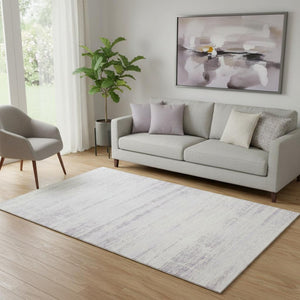 HomeRoots 5' X 8' Abstract Lavender and Ivory Washable Area Rug – Modern Design with UV Protection & Easy Care 662935