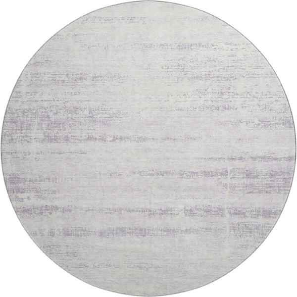 HomeRoots 8' Modern Abstract Lavender and Ivory Washable Round Rug with UV Protection for Stylish Durability 662936
