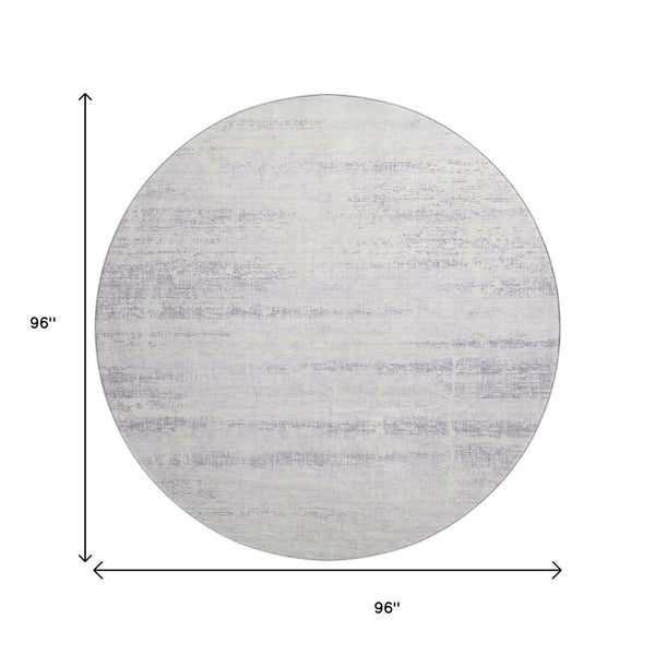 HomeRoots 8' Modern Abstract Lavender and Ivory Washable Round Rug with UV Protection for Stylish Durability 662936