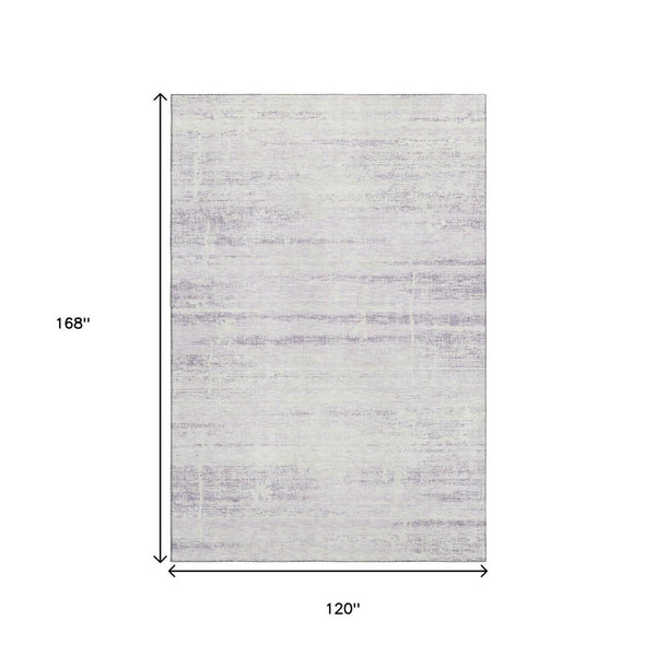 HomeRoots 10' X 14' Abstract Lavender & Ivory Washable Area Rug - Durable, UV Protected, Family-Friendly Style 662939