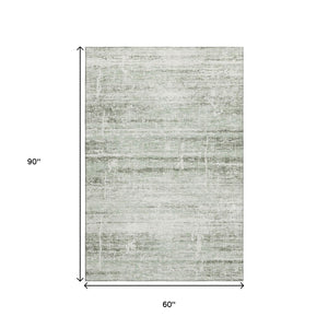 HomeRoots 5' X 8' Sage and Ivory Abstract Area Rug - Durable, Washable, UV-Protected for Stylish Living Spaces 662941