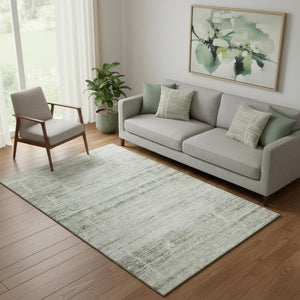 HomeRoots 5' X 8' Sage and Ivory Abstract Area Rug - Durable, Washable, UV-Protected for Stylish Living Spaces 662941