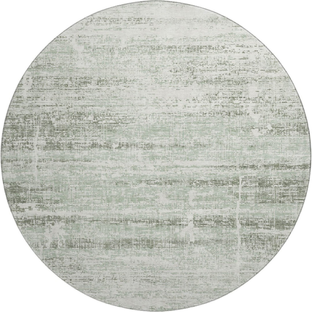 HomeRoots 8' Sage and Ivory Abstract Round Rug - Washable, UV Protected, and Perfect for Busy Homes! 662942