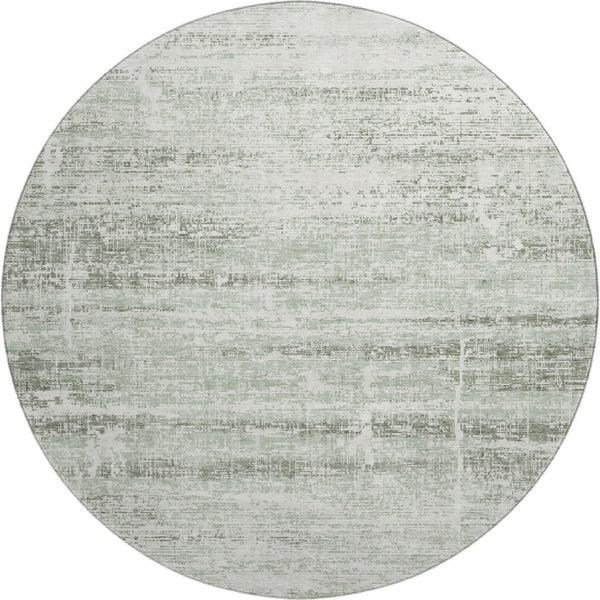 HomeRoots 8' Sage and Ivory Abstract Round Rug - Washable, UV Protected, and Perfect for Busy Homes! 662942