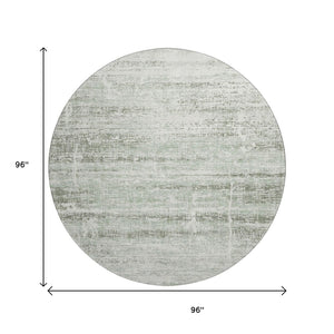 HomeRoots 8' Sage and Ivory Abstract Round Rug - Washable, UV Protected, and Perfect for Busy Homes! 662942