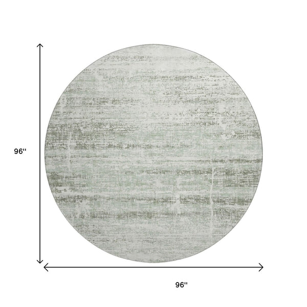 HomeRoots 8' Sage and Ivory Abstract Round Rug - Washable, UV Protected, and Perfect for Busy Homes! 662942