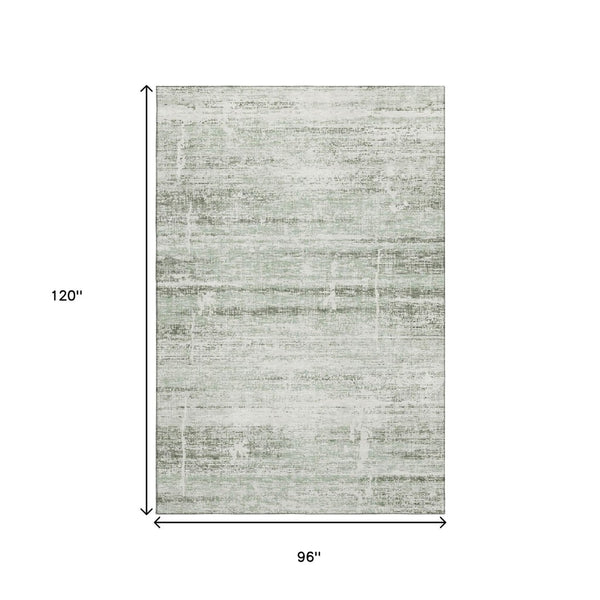 HomeRoots 8' X 10' Sage and Ivory Abstract Washable Area Rug - UV Protected, Durable, Stain-Resistant Design 662943