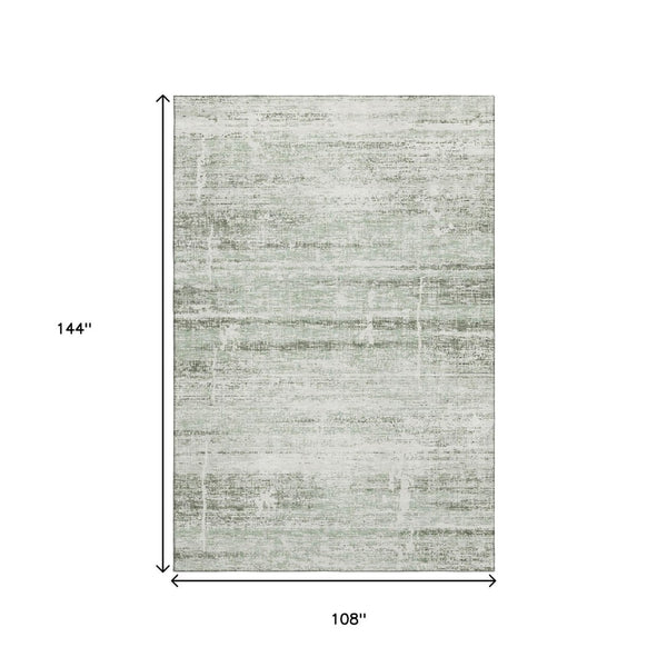 HomeRoots 9' X 12' Sage and Ivory Abstract Washable Area Rug - UV Protected, Stylish, Easy-Care for Homes 662944
