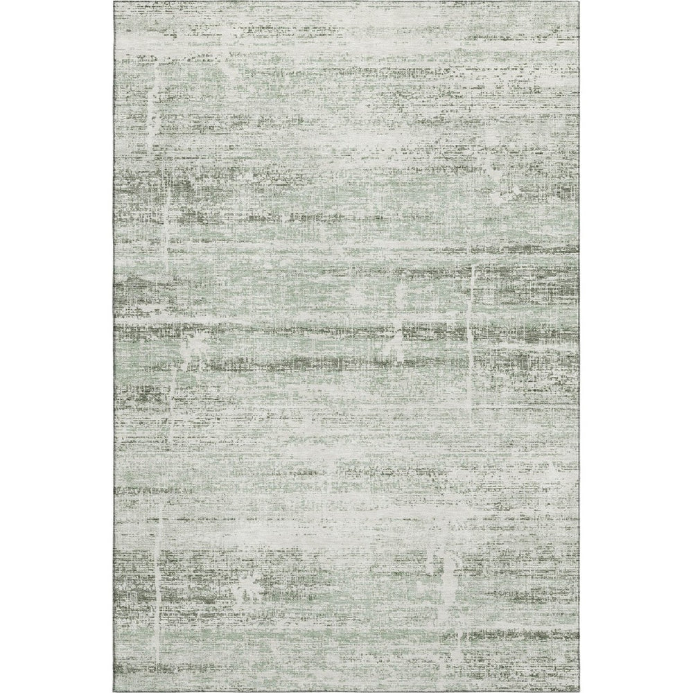 HomeRoots 10' X 14' Sage and Ivory Abstract Washable Area Rug - Durable, UV-Protected, Easy Care for Homes 662945
