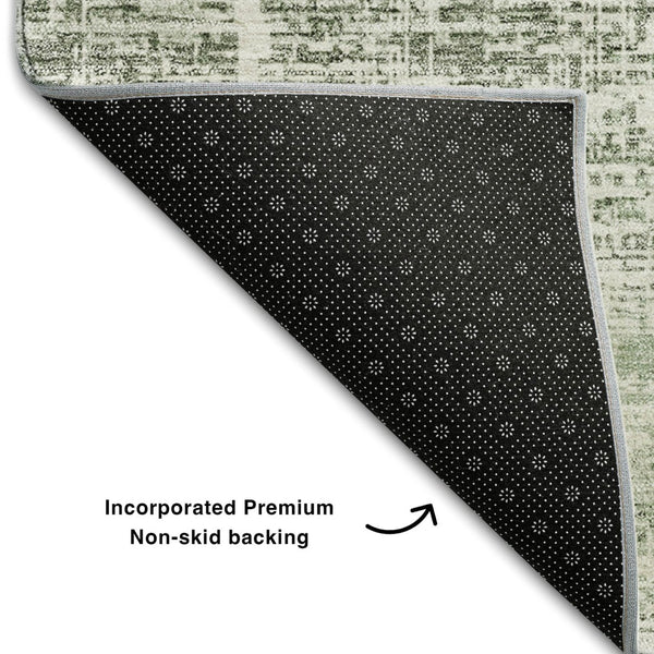 HomeRoots 10' X 14' Sage and Ivory Abstract Washable Area Rug - Durable, UV-Protected, Easy Care for Homes 662945