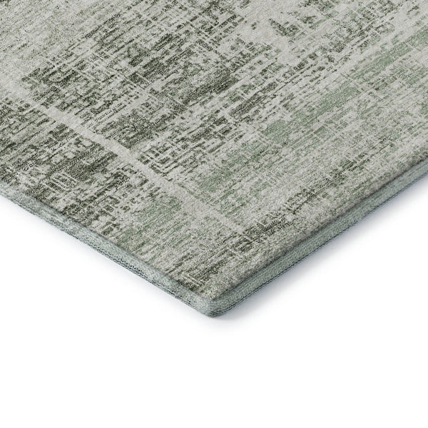 HomeRoots 10' X 14' Sage and Ivory Abstract Washable Area Rug - Durable, UV-Protected, Easy Care for Homes 662945