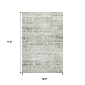HomeRoots 10' X 14' Sage and Ivory Abstract Washable Area Rug - Durable, UV-Protected, Easy Care for Homes 662945