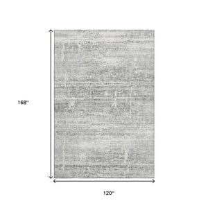 HomeRoots 10' X 14' Silver And Gray Abstract Area Rug – Washable, UV Protected, Perfect for Active Homes! 662951
