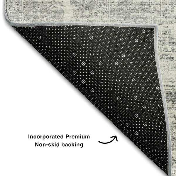 HomeRoots 10' X 14' Silver And Gray Abstract Area Rug – Washable, UV Protected, Perfect for Active Homes! 662951