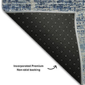 HomeRoots 5' Sky Blue and Gray Abstract Area Rug – Washable, UV Protected, Durable Design for Modern Homes 662953