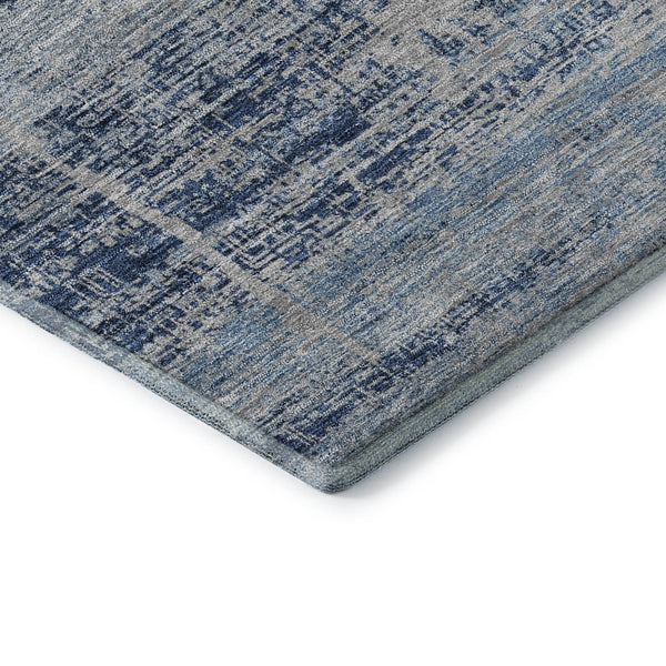 HomeRoots 8' X 10' Sky Blue & Gray Abstract Washable Area Rug - Durable, UV-Protected, Stylish & Easy-Care Design 662955