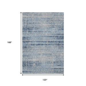 HomeRoots 10' Sky Blue & Gray Abstract Area Rug - Washable, UV Protected, Durable for High-Traffic Spaces 662957