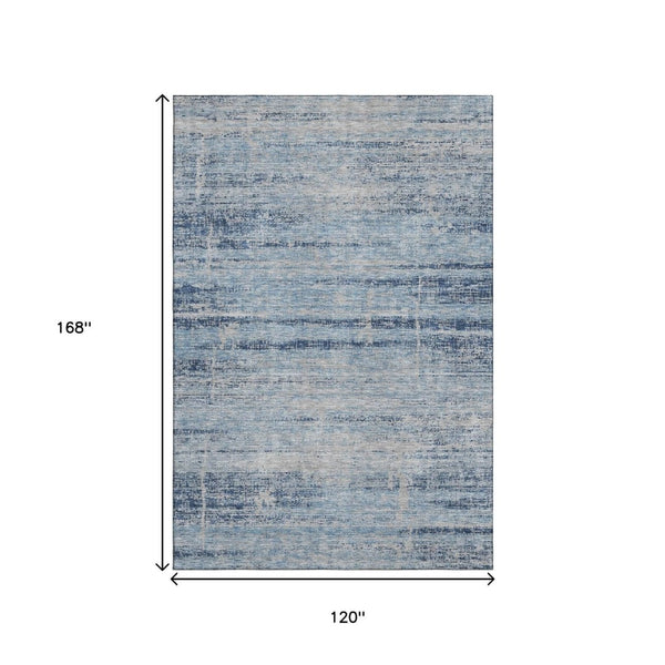 HomeRoots 10' Sky Blue & Gray Abstract Area Rug - Washable, UV Protected, Durable for High-Traffic Spaces 662957