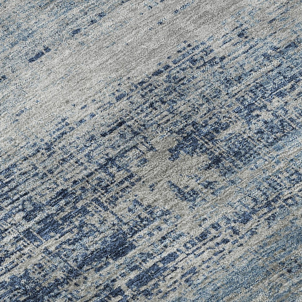 HomeRoots 10' Sky Blue & Gray Abstract Area Rug - Washable, UV Protected, Durable for High-Traffic Spaces 662957