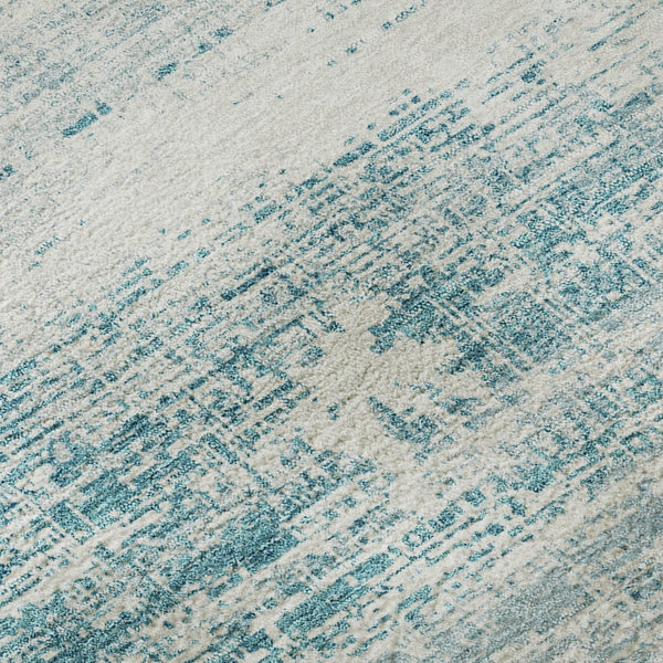 HomeRoots 5' X 8' Teal And Ivory Abstract Area Rug - Washable, UV-Resistant, Durable & Stylish for Homes 662959