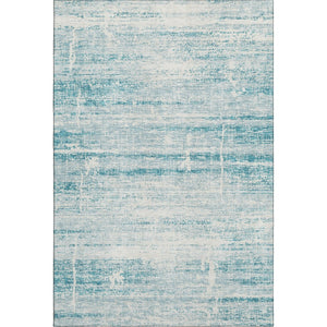 HomeRoots 9' X 12' Teal and Ivory Abstract Washable Area Rug - Stylish, Durable, UV-Protected for Busy Homes! 662962