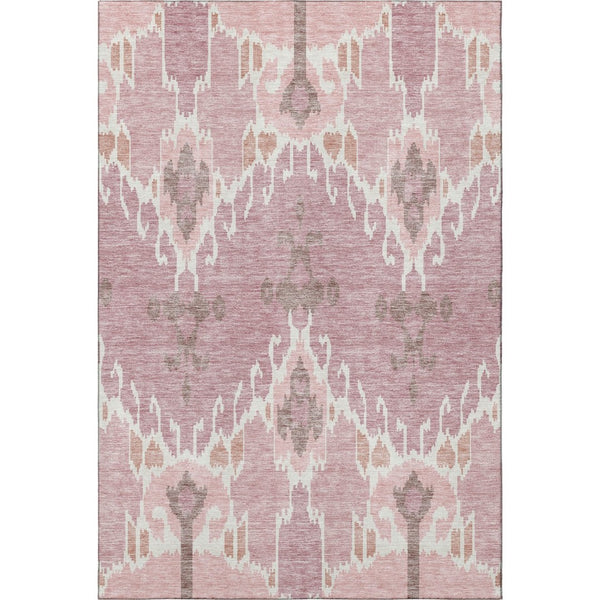 HomeRoots 8' X 10' Blush & Ivory Ikat Area Rug - Stylish, Stain Resistant, UV Protected for High-Traffic Spaces 662967