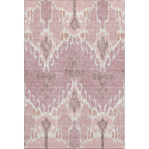 HomeRoots 9' Blush and Ivory Ikat Area Rug - Washable, UV Protected, Durable Design for Family Spaces & Patios 662968