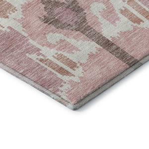 HomeRoots 9' Blush and Ivory Ikat Area Rug - Washable, UV Protected, Durable Design for Family Spaces & Patios 662968