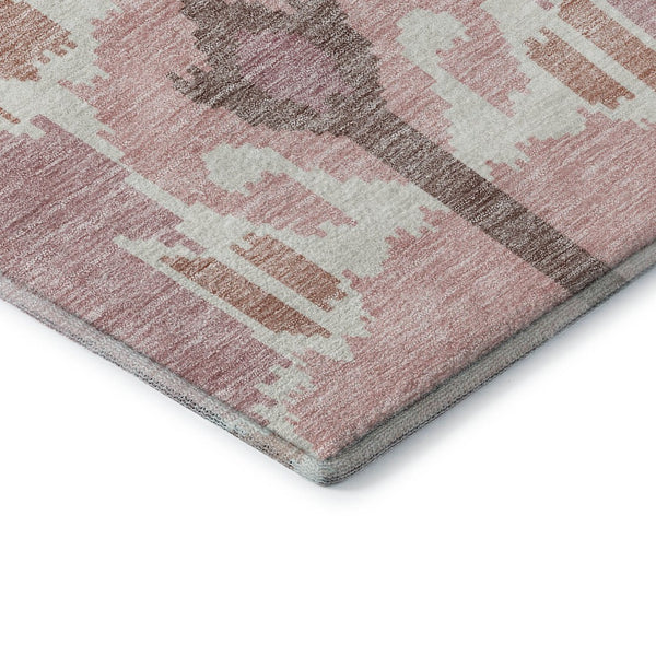 HomeRoots 9' Blush and Ivory Ikat Area Rug - Washable, UV Protected, Durable Design for Family Spaces & Patios 662968