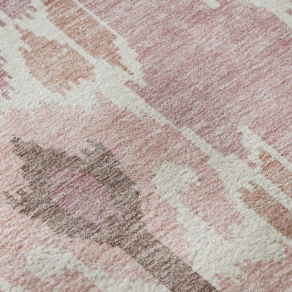 HomeRoots 9' Blush and Ivory Ikat Area Rug - Washable, UV Protected, Durable Design for Family Spaces & Patios 662968