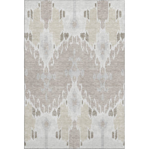 HomeRoots 8' X 10' Ivory Beige & Gray Ikat Washable Area Rug - Durable, UV-Protected, Stylish for High-Traffic Spaces 662991