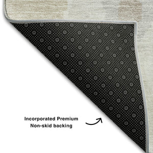 HomeRoots 8' X 10' Ivory Beige & Gray Ikat Washable Area Rug - Durable, UV-Protected, Stylish for High-Traffic Spaces 662991
