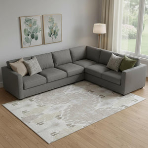 HomeRoots 10' X 14' Ivory Beige & Gray Ikat Area Rug - Stylish, Stain-Resistant, UV Protected for Modern Homes 662993