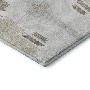 HomeRoots 10' X 14' Ivory Beige & Gray Ikat Area Rug - Stylish, Stain-Resistant, UV Protected for Modern Homes 662993