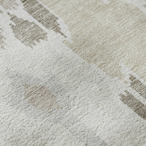 HomeRoots 10' X 14' Ivory Beige & Gray Ikat Area Rug - Stylish, Stain-Resistant, UV Protected for Modern Homes 662993