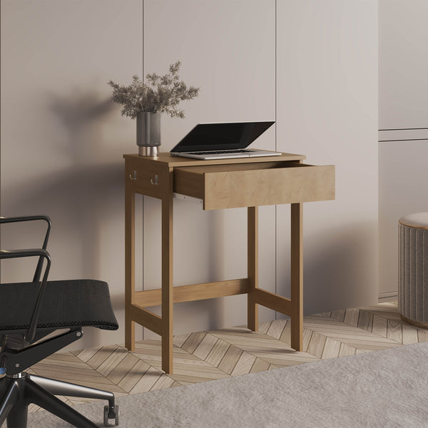 English Elm Computer Desk Minimalist Natural Oak Finish with 1 Drawer, Sturdy 4-Leg Design, Compact Space-Saving Workstation B097P369420