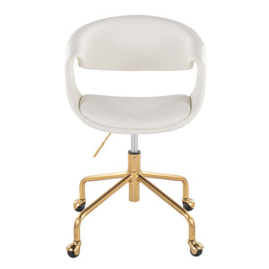 English Elm Task Chair with Chrome Five Star Base Grey Fabric Seat for Modern Home Office Use Gold,White B202P474188