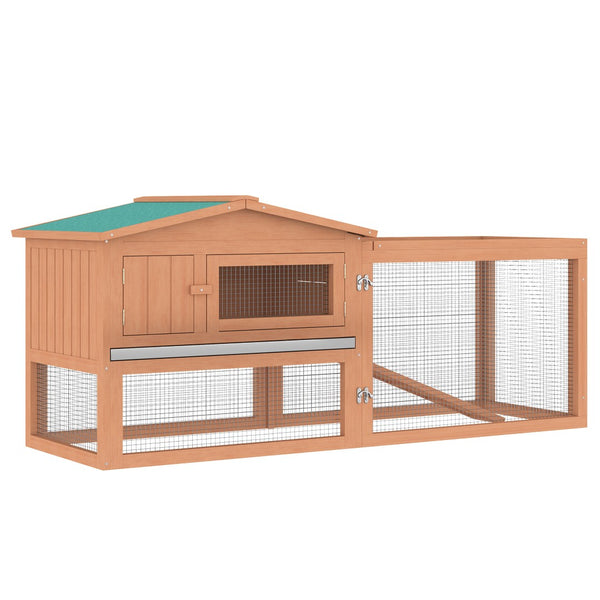 English Elm Pawhut 2-Story Rabbit Hutch With Detachable Run, Weather-Resistant, Easy-Clean Design For Indoor/Outdoor Use W2225P200580-GIGA