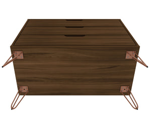 English Elm Rockefeller 35" Dresser with 3 Smooth-Glide Drawers, Metal Splayed Legs, TV-Ready Storage, Anti-Tip Chestnut B365P398130