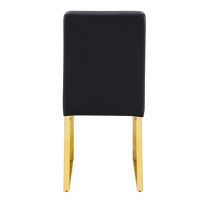 English Elm 2-pack Pu Leather Dining Chairs with Iron Legs and Foam Cushion for Home or Office Black+Gold W2920P294519