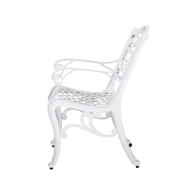English Elm Monterey Cast Aluminum 7 Piece Outdoor Dining Set with Ornate Lattice Floral Detail N776P381164W-6_57704.00WHI