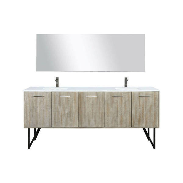 English Elm Rustic Acacia Double Bath Vanity Set With Cultured Marble Top, Gun Metal Faucet & 70" Mirror P1 B2731S01791-GIGA