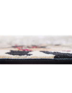 Unique Loom Wildlife Jungle Machine Made Border Rug Cream, Cream/Black/Ivory/Red/Green/Burgundy/Olive/Tan 7' 10" x 7' 10"