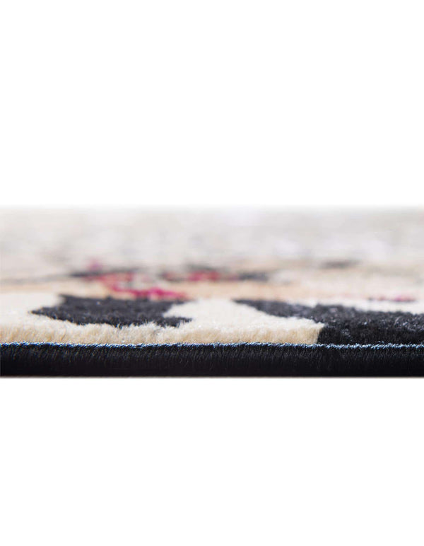 Unique Loom Wildlife Jungle Machine Made Border Rug Cream, Cream/Black/Ivory/Red/Green/Burgundy/Olive/Tan 7' 10" x 7' 10"