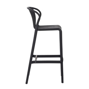 English Elm Outdoor Stackable Armless Barstools Set of 2 Uv Resistant Slat Back Patio Seating Black N780P199452B