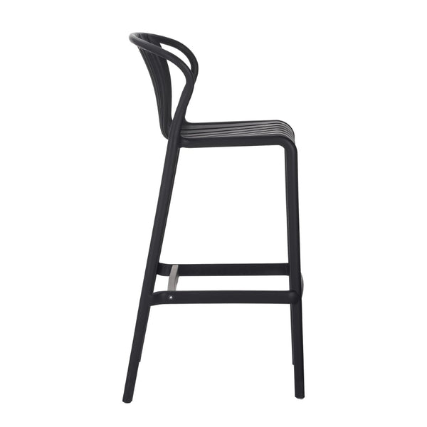 English Elm Outdoor Stackable Armless Barstools Set of 2 Uv Resistant Slat Back Patio Seating Black N780P199452B