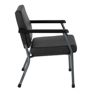 OSP Home Furnishings Bariatric Guest Chair with Reinforced Metal Frame and Pu Arms for Medical Waiting Rooms Black BC9601-R107