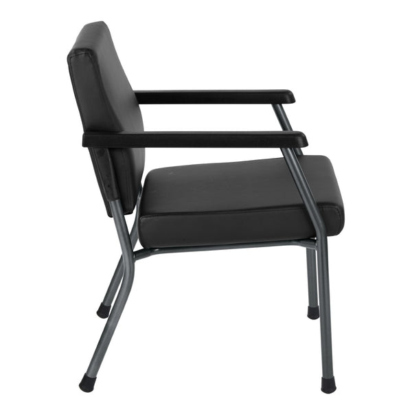 OSP Home Furnishings Bariatric Guest Chair with Reinforced Metal Frame and Pu Arms for Medical Waiting Rooms Black BC9601-R107