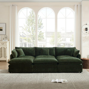 English Elm Comfortable Chenille U-shape Modular Sectional with Ottomans for Spacious Living Rooms W714S00466